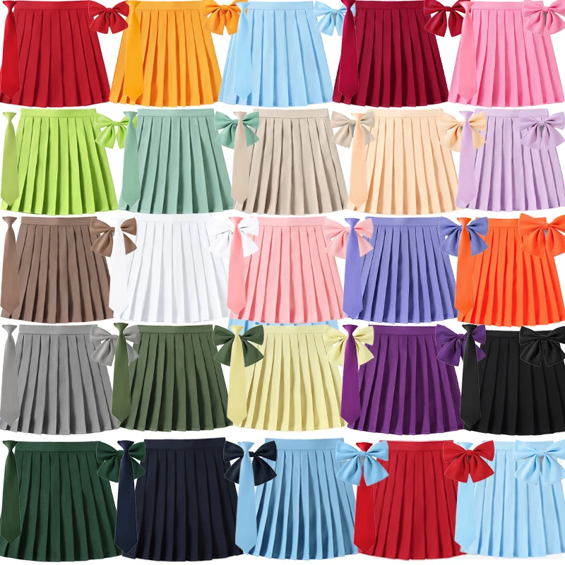 Solid color pleated skirt basic short skirts high waist skirts college style school uniform classic uniform COS skirt
