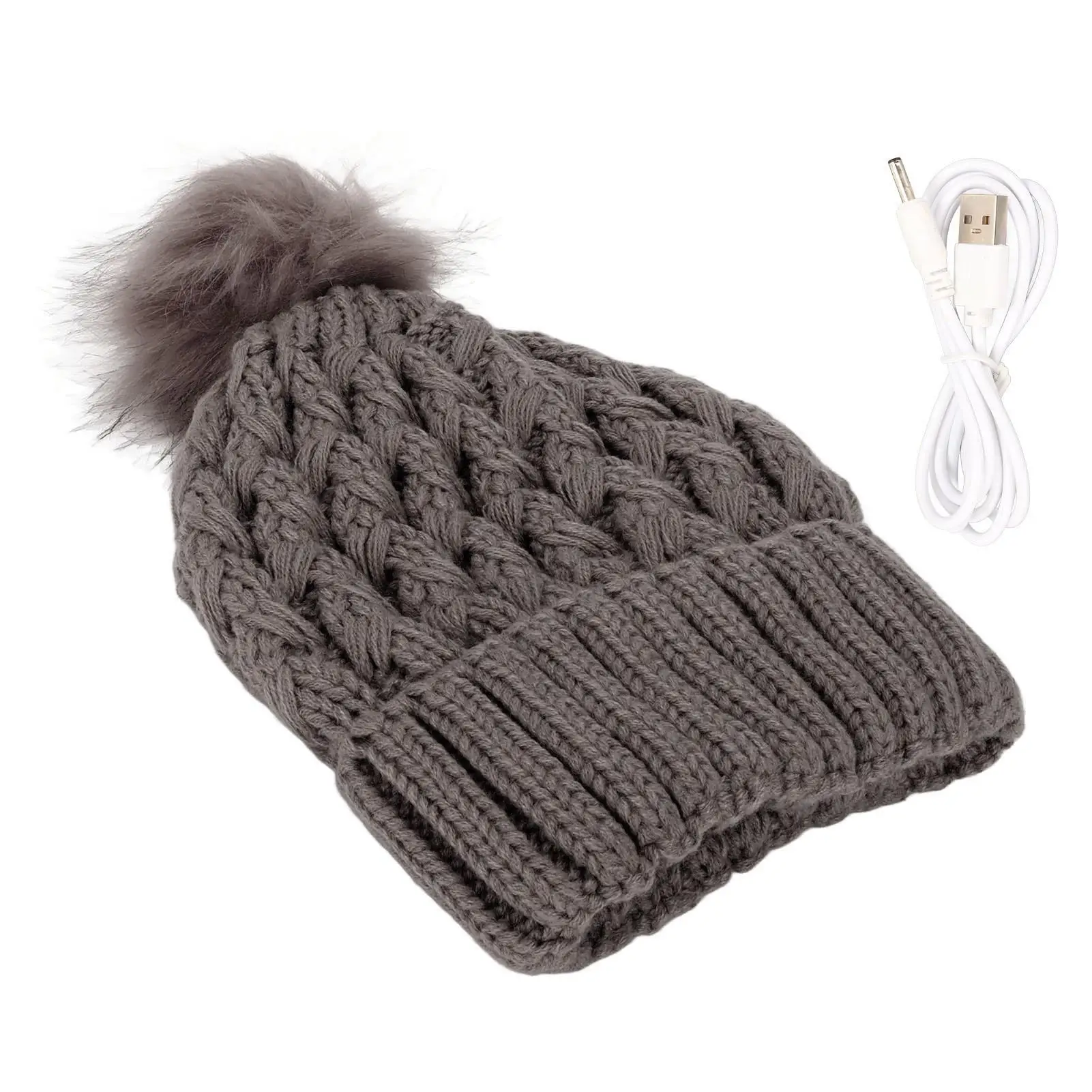 

Heated Knitted Ski Hat Warm Winter Electric Beanie for Outdoor Activities Grey