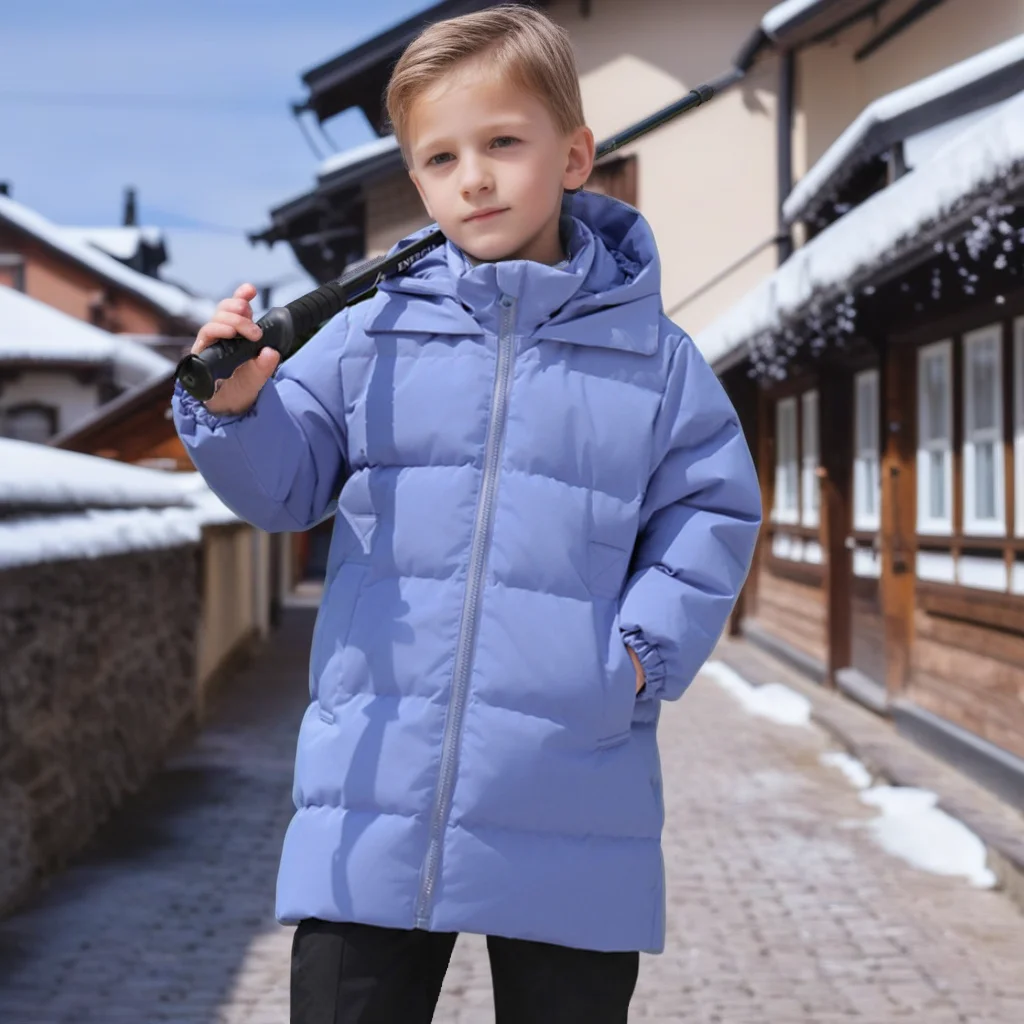 

Детский длинный пуховик, зимняя повседневная теплая ветрозащитная куртка с капюшоном, легкая пуховая куртка для мальчиков и девочек, школьная термобелье для подростков, верхняя одежда 8 лет