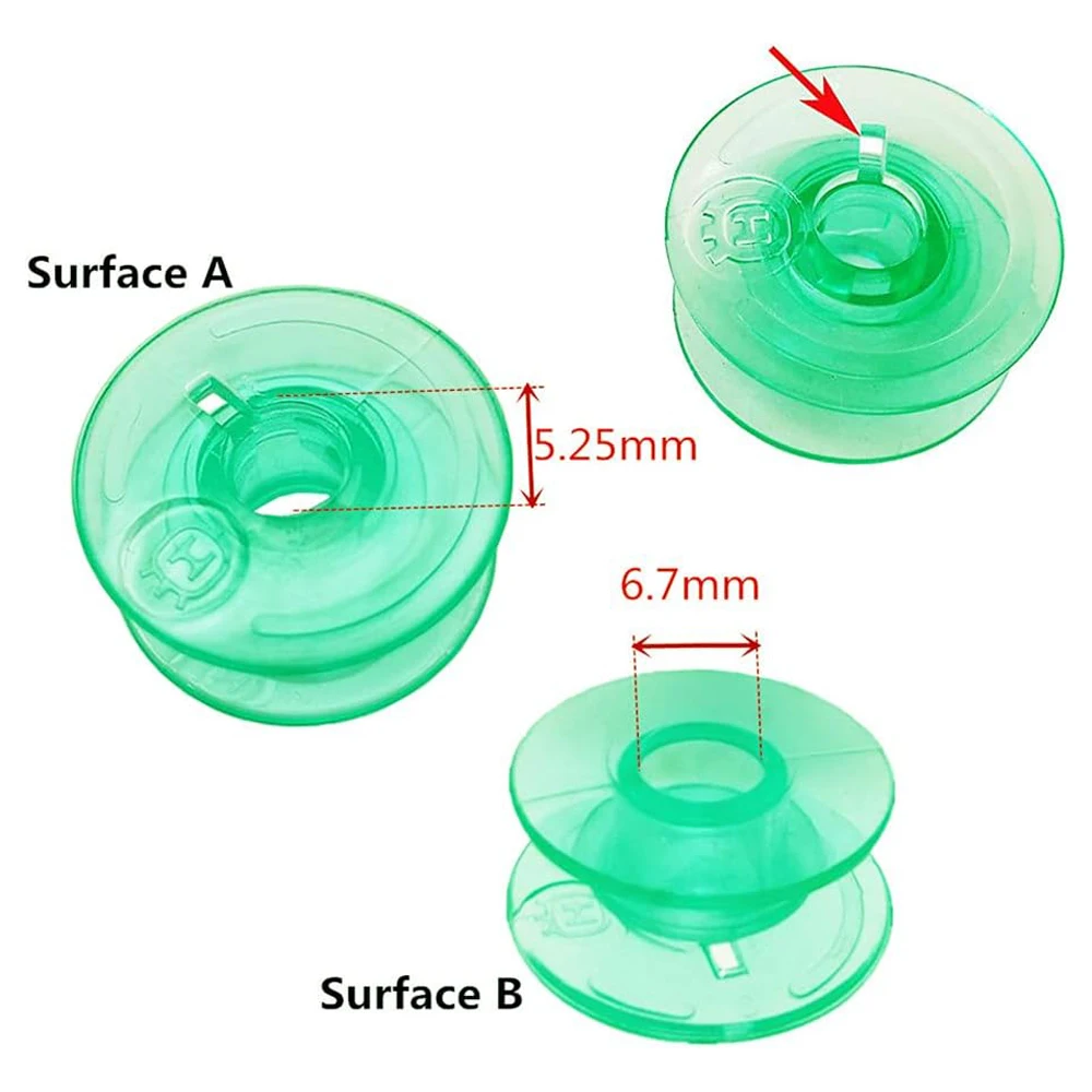 25Pcs/Box Green Plastic Bobbins with Thread Hole For Sewing Machine Parts Come with Case Storage Box Craft Accessories