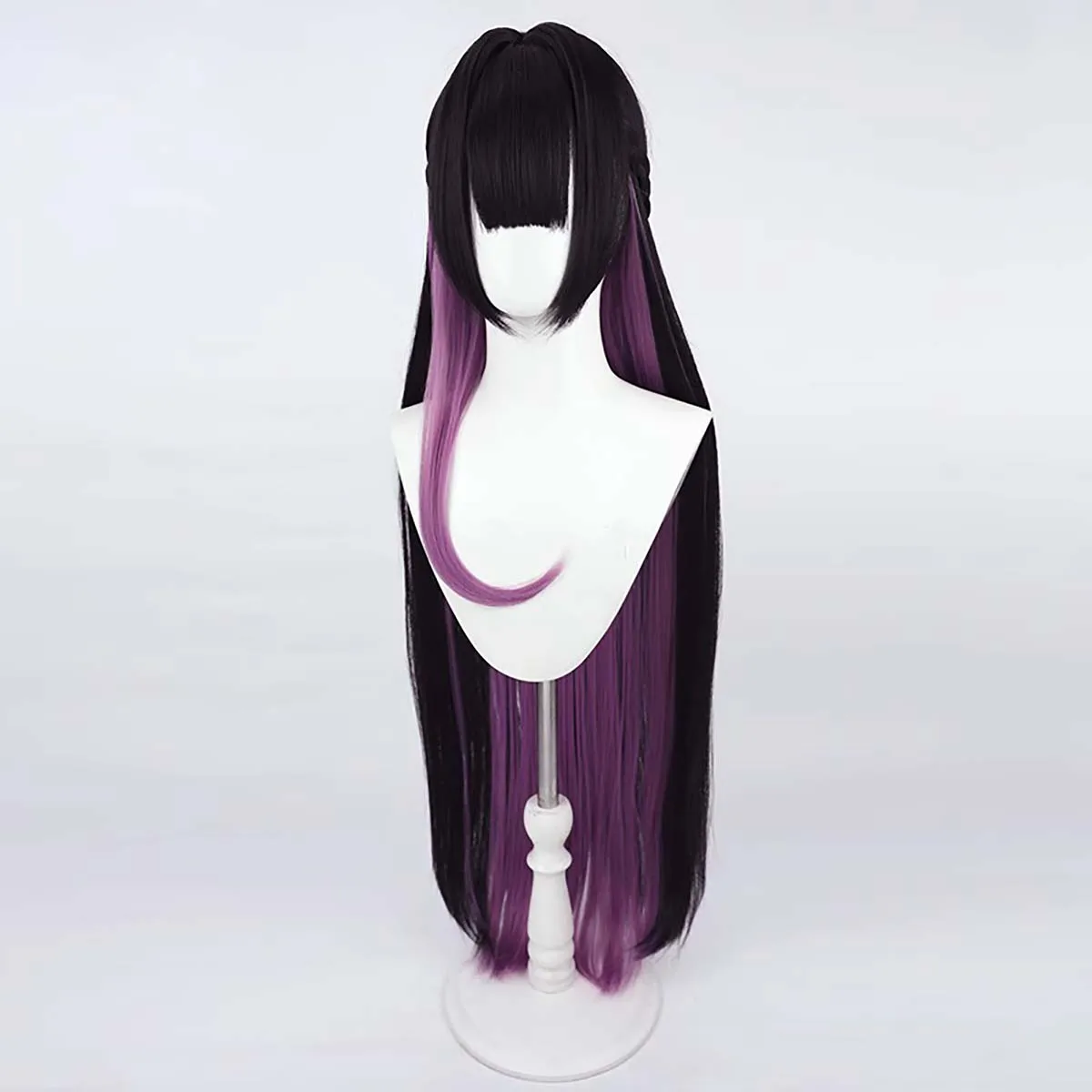 Game Mihara Cosplay Long Black Purple Mixed Wig