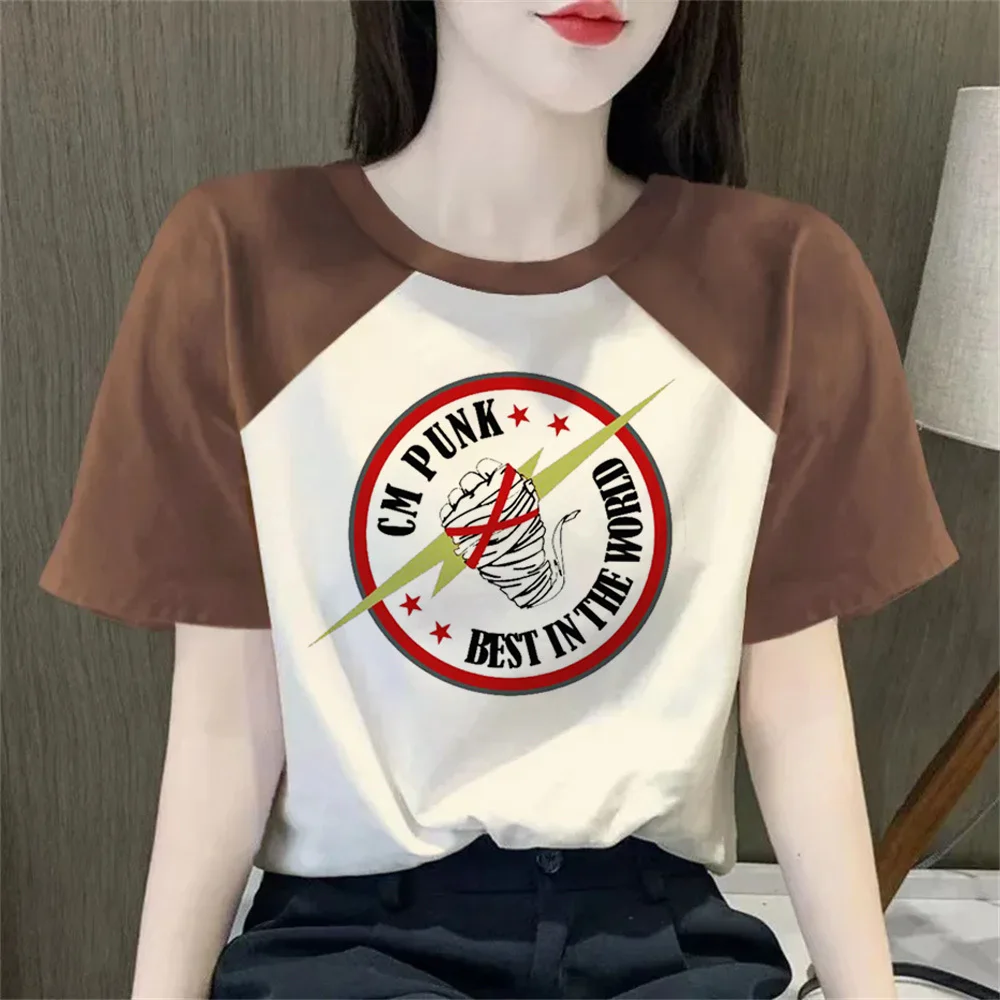 

Cm Punk top tees teen streetwear Graphic Breathable harajuku korean clothes Retro t-shirt women hip hop 2000s Y2k Graphic