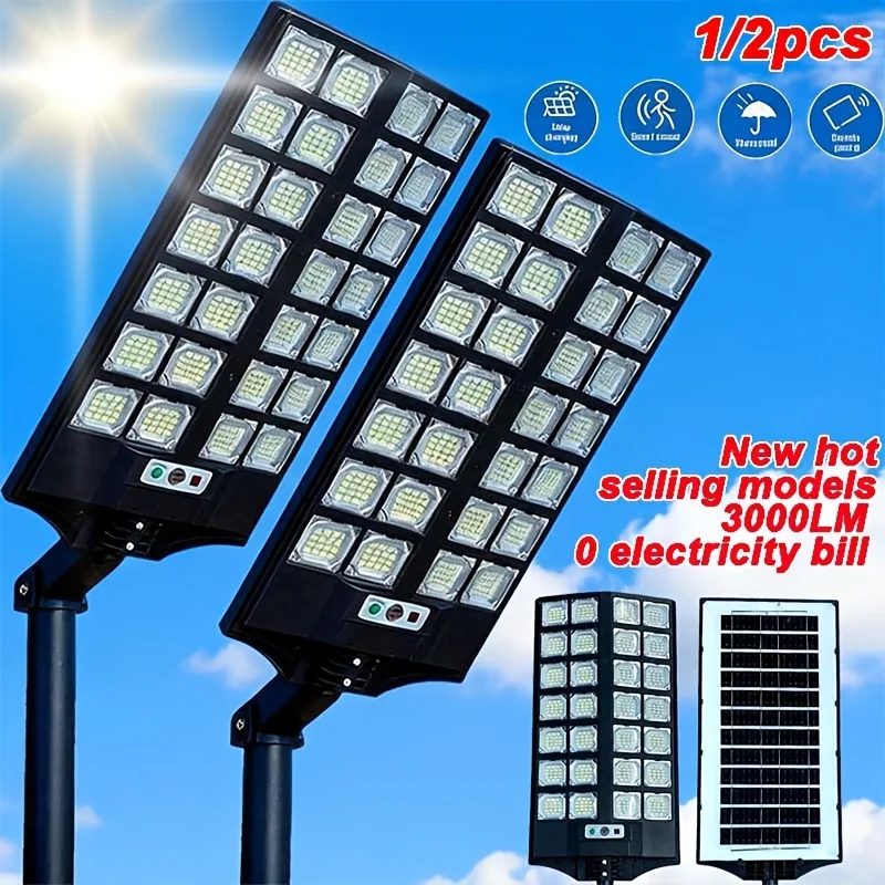 

Solar Street Light, 2-in-1 Outdoor Solar Street Lamp, IP65 Waterproof, 280-LED Solar Parking Lot Light, Solar Floodlight, Wide-Angle Motion Sensor, Remote Control Function, Suitable for Commercial Area Lighting/Garden/Basketball Court