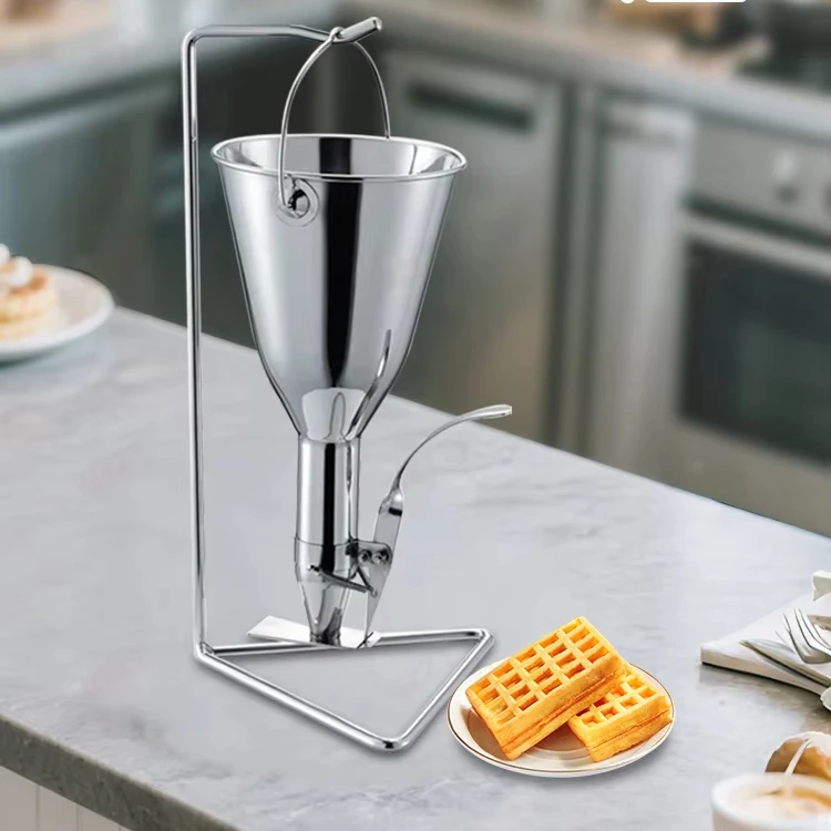 

2026, New modelHotel Restaurant Snack bar Stainless Steel Sugar Syrup Funnel 1L Waffle Batter Dispenser Funnel