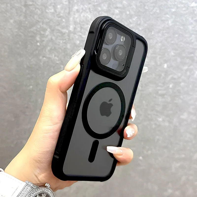 Luxury Camera Flip Cap Cover Matte Case For iPhone 16 15 14 13 12 Pro Max 16Pro 15Pro 14Pro For Magsafe Mag Safe Wireless Charge