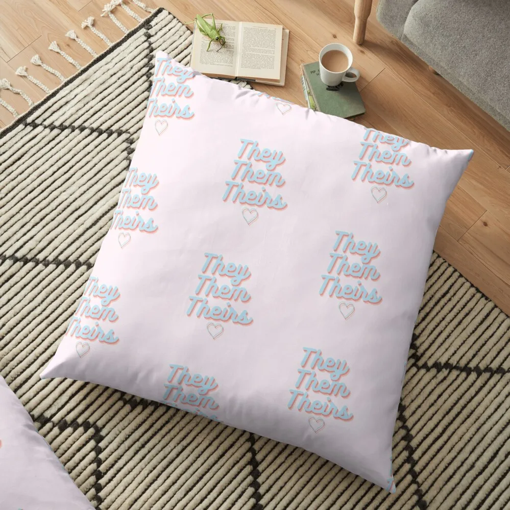 

They, Them, Theirs - blue Floor Pillow Pillow Decor