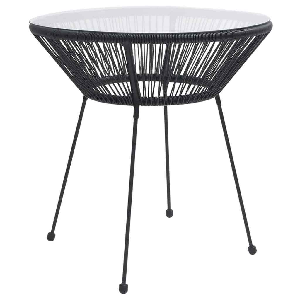 Garten-Esstisch Schwarz ?70x74 cm Rattan und Glas