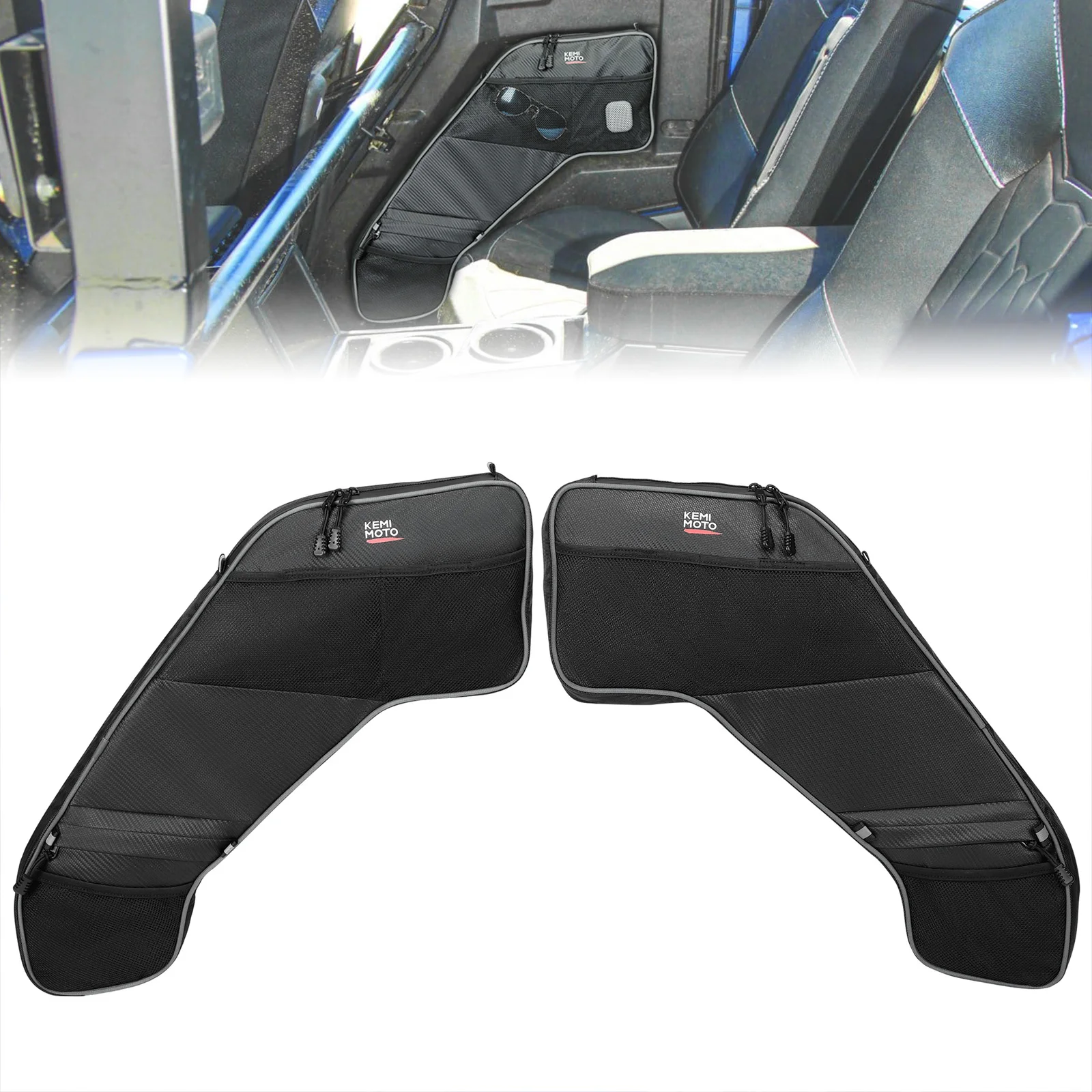 

KEMIMOTO UTV Сумка для задней боковой двери, совместимая с Polaris General 4 1000/XP 4 1000 2017-2025 Сумки для хранения задней двери с наколенниками