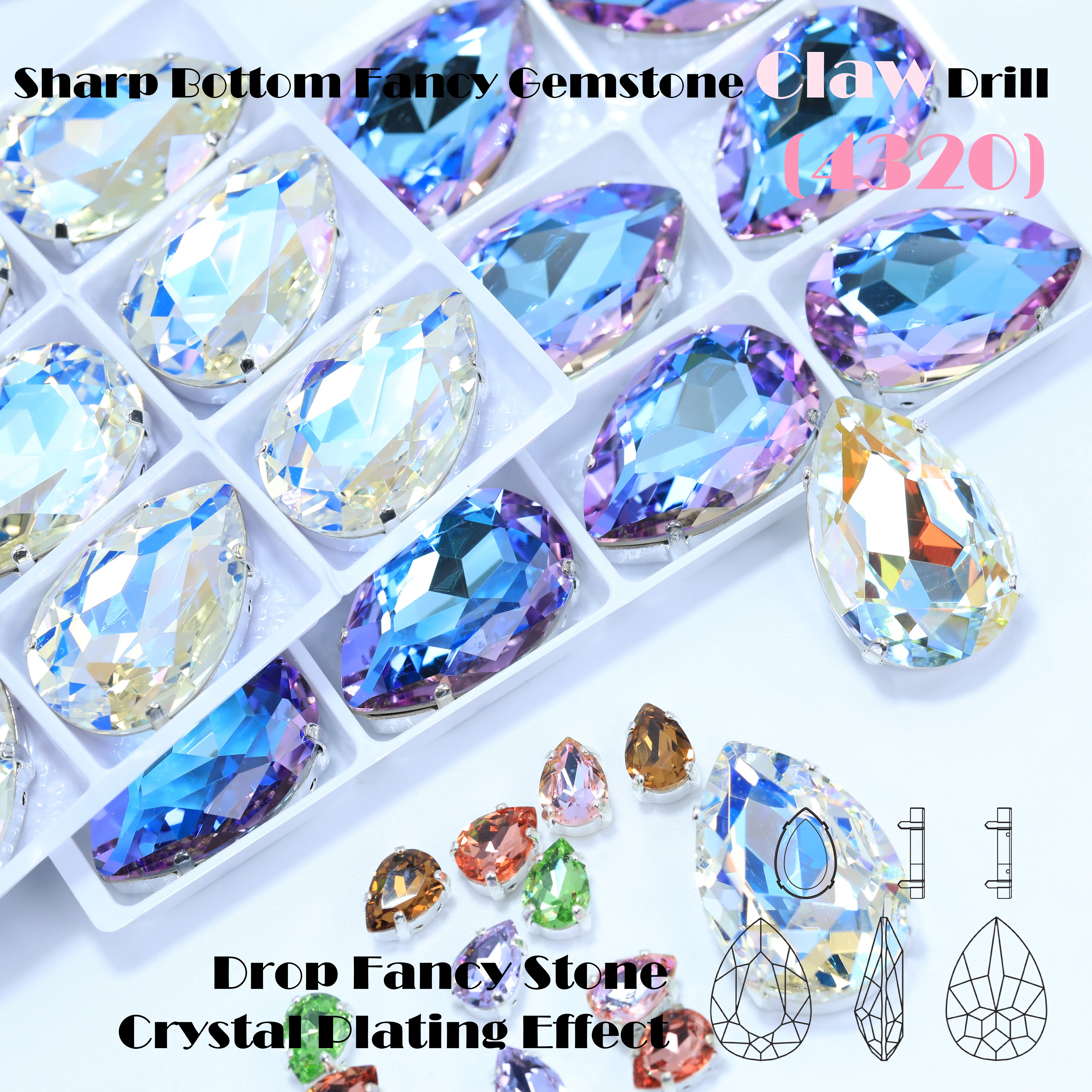 最高級ガラスクリスタル、ぽってりした涙型の爪留めラインストー - Hotfix Rhinestone Sheet のレビューと価格