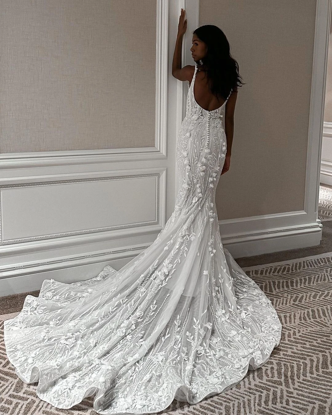 Robe de Mariée Élégante en Tulle avec Dos aux, Tenue de Patients à Fleurs 3D, avec Poignées en Dentelle, Queue Amovible, Personnalisée, Nouvelle Collection