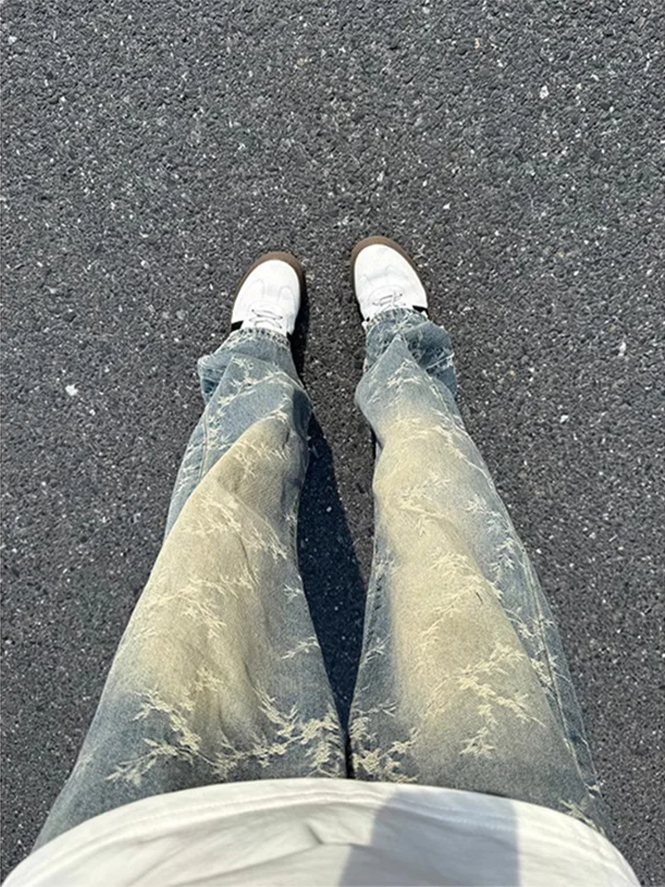 

Мужские джинсы Cleanfit с вышивкой в виде шипов, прямые, слегка расклешенные, весна-осень, в стиле High Street, повседневные