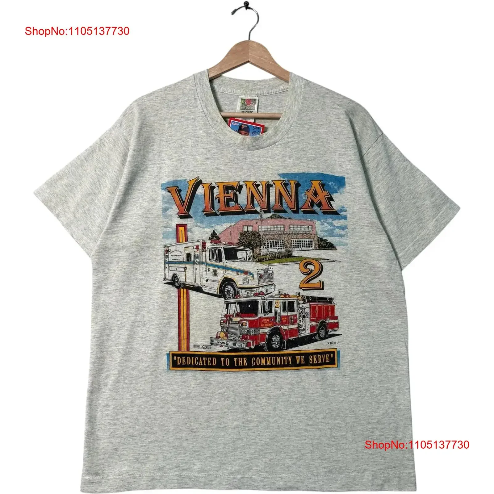 Vintage Vienna Fire Department T Shirt Large Gray vintage Washed Soft fashion homme Stylish Casual Versatile Unisex Stretched