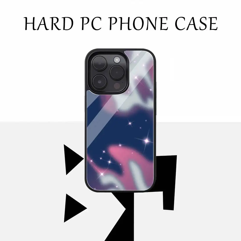 

Dreamy Starry Nebula Phone Case Black Hard Plastic Phone Case For Iphone 17 Air 16 15 14 13 12 11 Pro Max PC TPU Ins Case