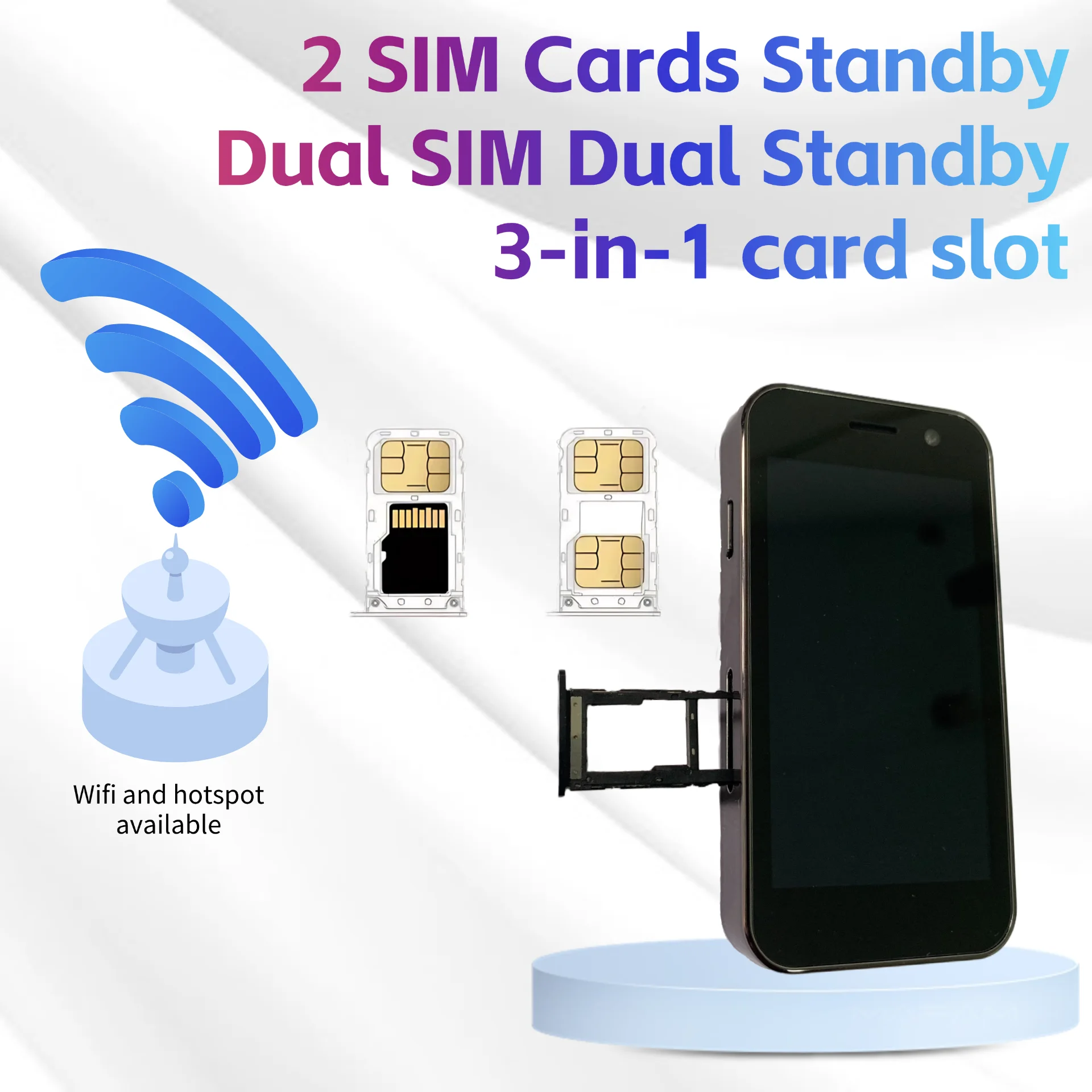 Portable Mini Pocket Phone Android 8.1 OS 2.95" HD Screen Two SIM Cards 3G WiFi Hotspot Smart Phone Play Store 2GB+16GB GPS