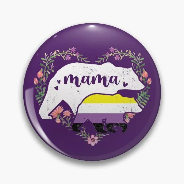 Lgbtq Mama Bear no Binary Pride Flag Eq, Pin de botón suave, joyería de dibujos animados de Metal, insignia de cuello creativa, Pin de solapa de ropa, sombrero, regalo