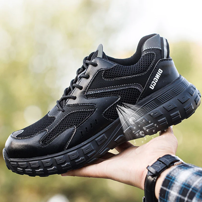 mens fashion steel toe covers work shoes summer breathable safety boots brand designer worker security sneakers protect footwear
