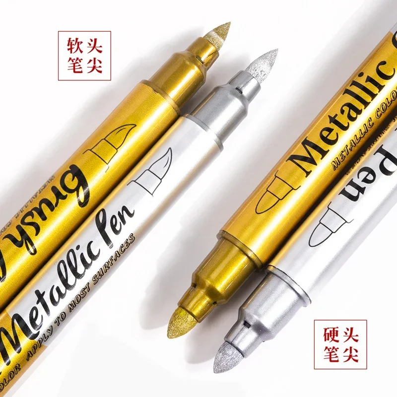 Double Tip Metallic Marker Pen Permanent Art Marker Crafts DIY Painting Pens Card Making Scrapbooking Stationery Art Supplies