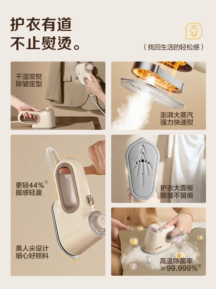 220V Portable Garment Steamer with SUPOW Handheld Iron, Compact Steam Iron for Home Use and Travel