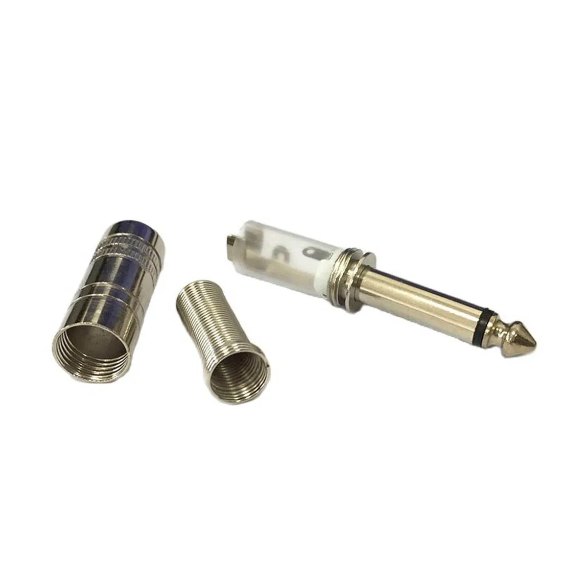 2pcs 6.35mm Mono Male Connector Soldering Microphone Plug Straight Type NEW
