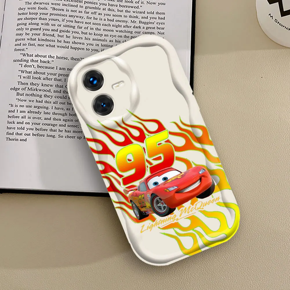 Disney Cars Lightning McQueen Case For VIVO Y100 Y93 Y91 Y85 Y78 Y77 Y76 Y73 Y50 Y36 Y35 Y28 Y22S Y21 Y21T Y20 Y19 3D Wave Cover