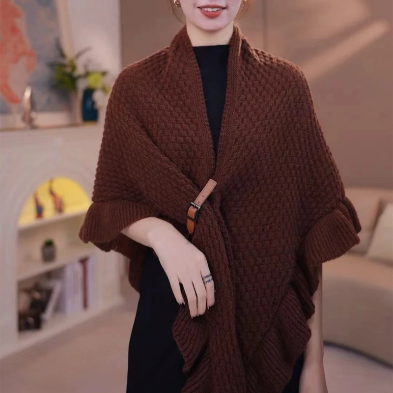 Trendy Warm Blanket Shawl Wrap Ponchos for Outdoor Cardigan Warm Shawl Wrap for Wedding Evening Dresses Knitted Scarves