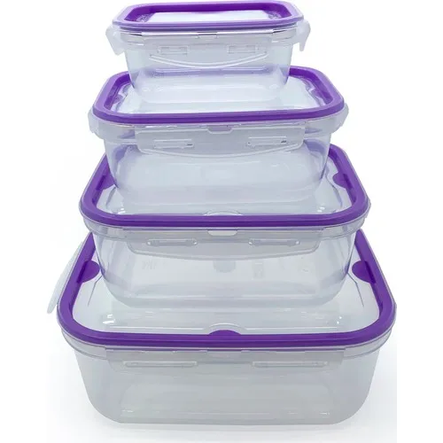 Üçsan Ziplock Storage Container Rectangle 4'lü Set Purple Color