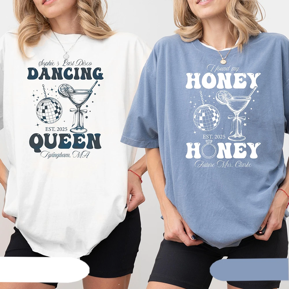 Camisa personalizada para despedida de soltera y discoteca, camisa Vintage de baile Mamma Mia Disco para novia, Top Unisex de algodón Y2K, ropa de calle de moda diaria