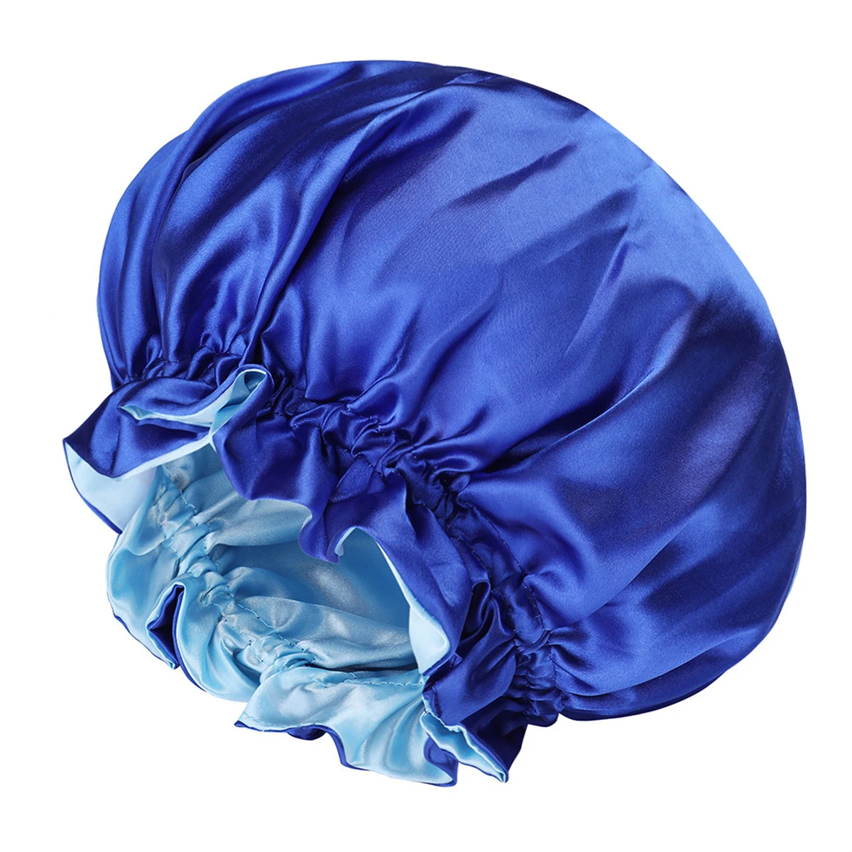 Bonnets en Satin à Bord Lacé Double Couche, Bonnet de Sommeil aux Couleurs Assorties, 1 Pièce