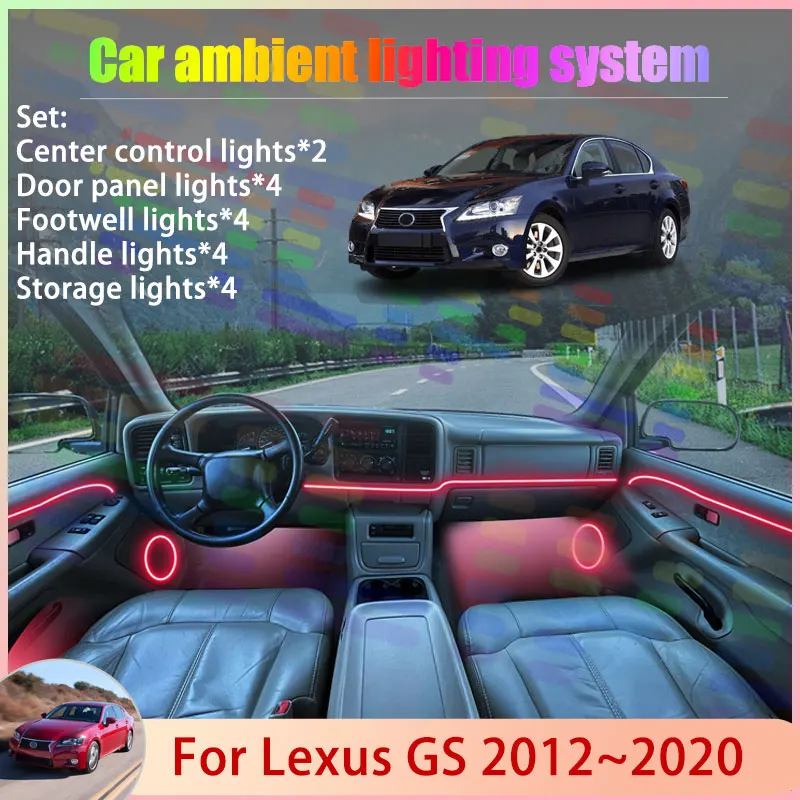

Для Lexus GS L10 2012 ~ 2020 MK4 2/18 в 1, автомобильная атмосферная лампа, абажур RGB, ансамбль, стример, атмосферный набор, автоаксессуары