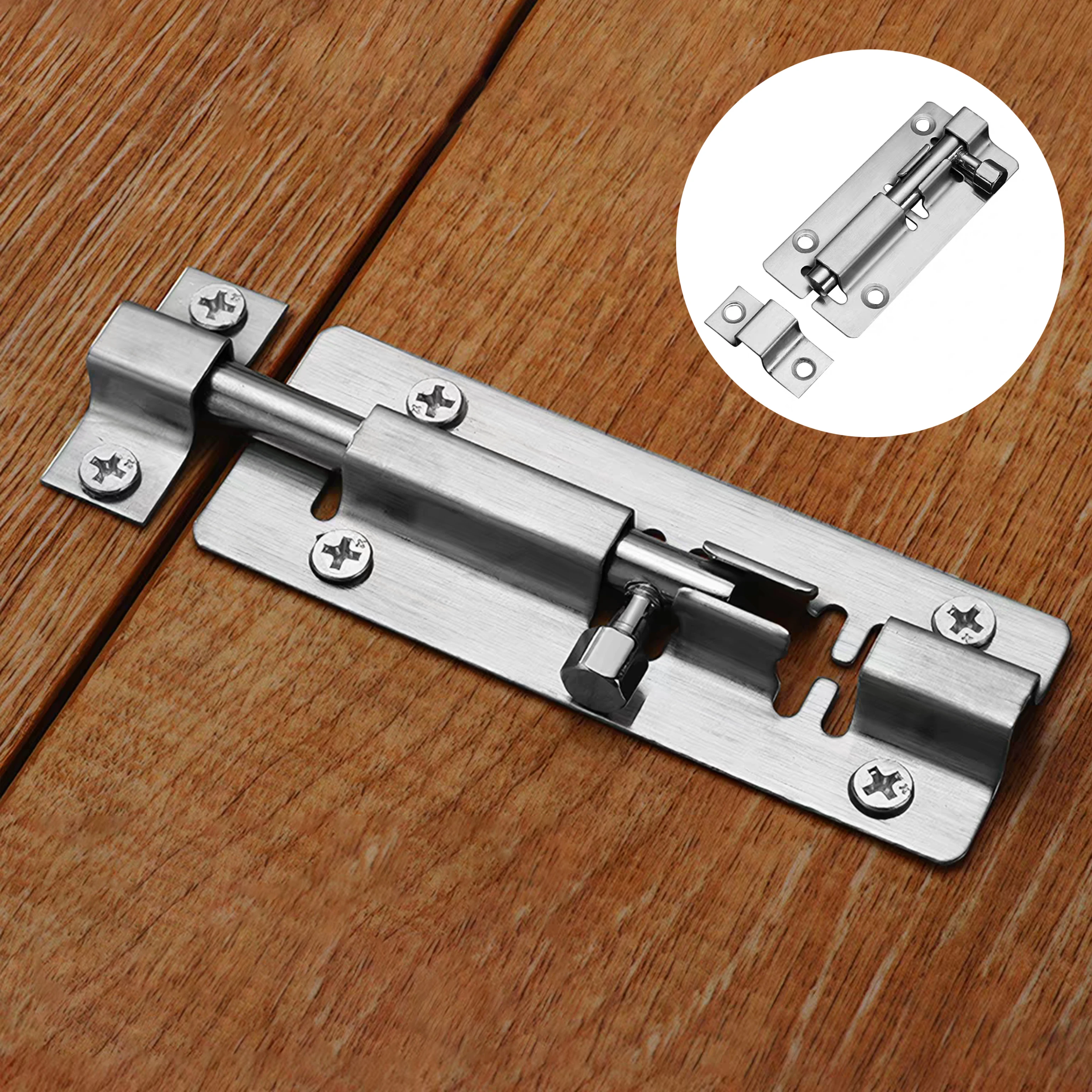 1/3/5 PCS 3 Inch Stainless Steel Slide Bolt Latch with Screws 75mm Heavy Duty Surface Mount Door Lock for Cabinet Window
