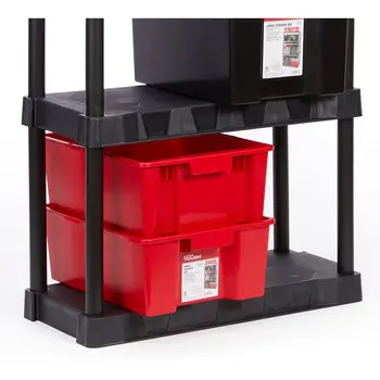 Contenedor de almacenamiento apilable de plástico duradero de 14,7 galones, organizador encajable para garaje, hogar, oficina, uso industrial, contenedores resistentes. 10 best sales Organizador de garaje - №8