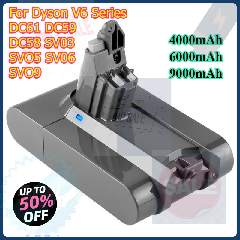 

Vacuum Cleaner Rechargeable Battery for Dyson V6 Series DC61 DC59 DC58 SV03 SV05 SV06 SVO9 Absolute Fluffy Animal Pro Bateria