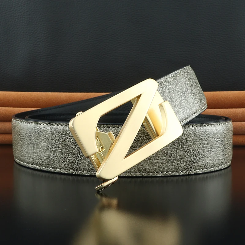 High quality designer letter Z belts men Automatic Buckle business genuine leather Black formal famous brand Waistband