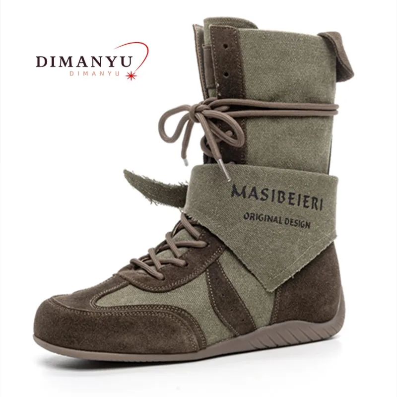

DIMANYU Western Cowboy Boots Women Fall 2025 New Retro Flat Women's Short Boots Genuine Leather Inner Heightened Women's Boots