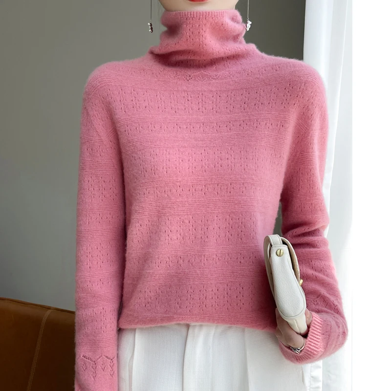 

Autumn Winter New Stacked Collar Seamless Readymade Garment Wool Knit Women's Pullover Loose Long Sleeve Fashion Korean Editions