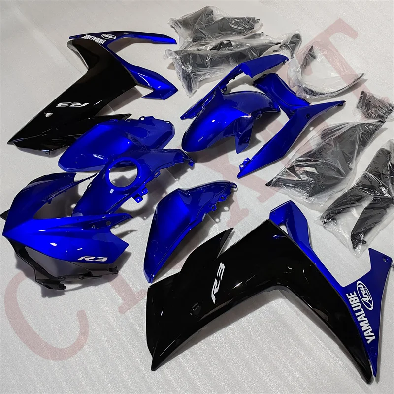 انسيابية فاخرة للدراجات النارية من ياماها YZFR25 YZFR3 2015-2018 ABS مجموعة هدايا قولبة YZF R3 R25 15-18 غلاف إطار الجسم اللامع الأزرق #4