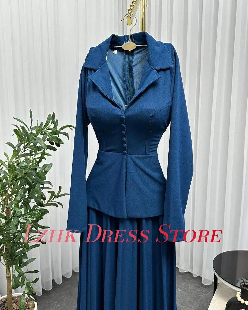 Personalizado moderno jérsei a linha botões vestido de noite de alta qualidade mangas compridas com decote em v até o chão فساتmavera