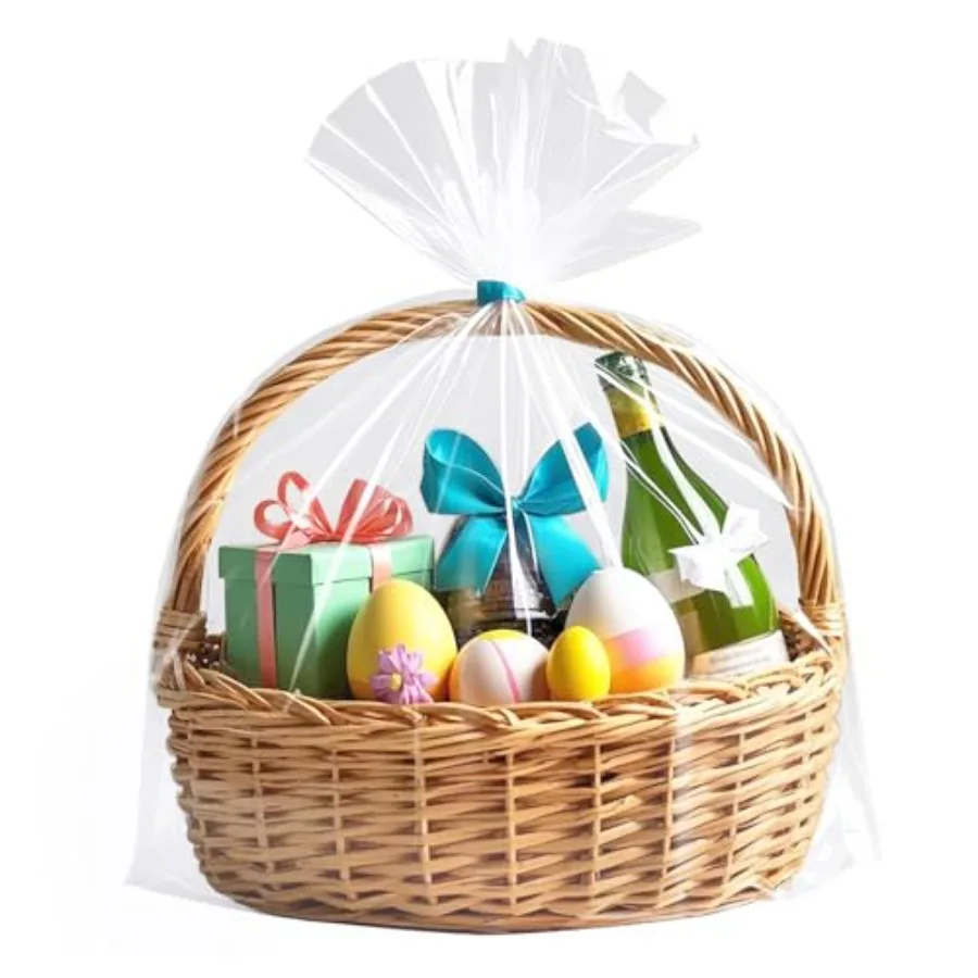 

Large Cellophane Bags, 26x32 Inch Big Clear Basket Bags 5pieces Cellophane Wrap for Gift Baskets