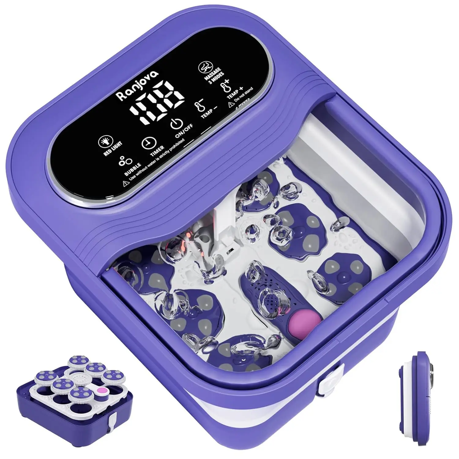 

Electric Foot Spa with Heat, Bubbles, and Shiatsu Massage - Collapsible Design for Easy Storage