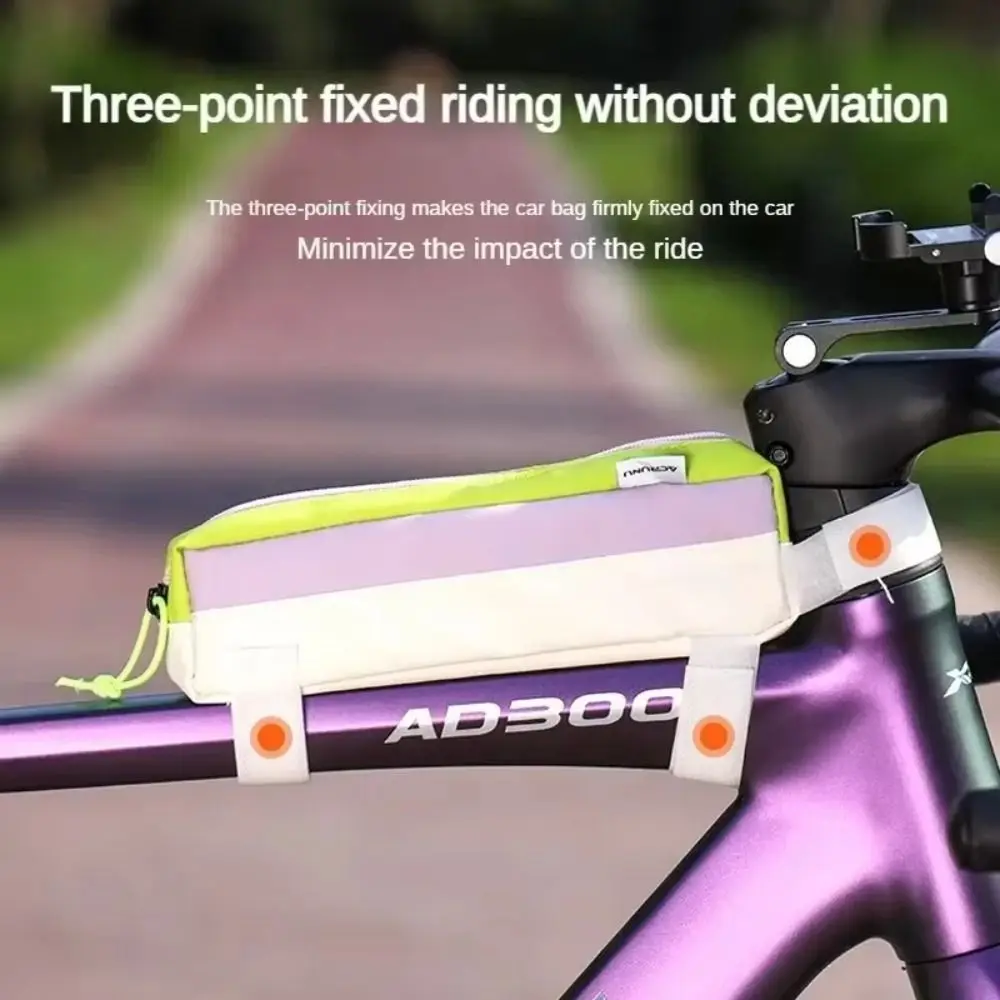 

Polyester Bike Top Tube Bag Waterproof Storage Bike Front Beam Bag Patchwork Adjustable Bicycle Frame Pouch MTB Road Bike