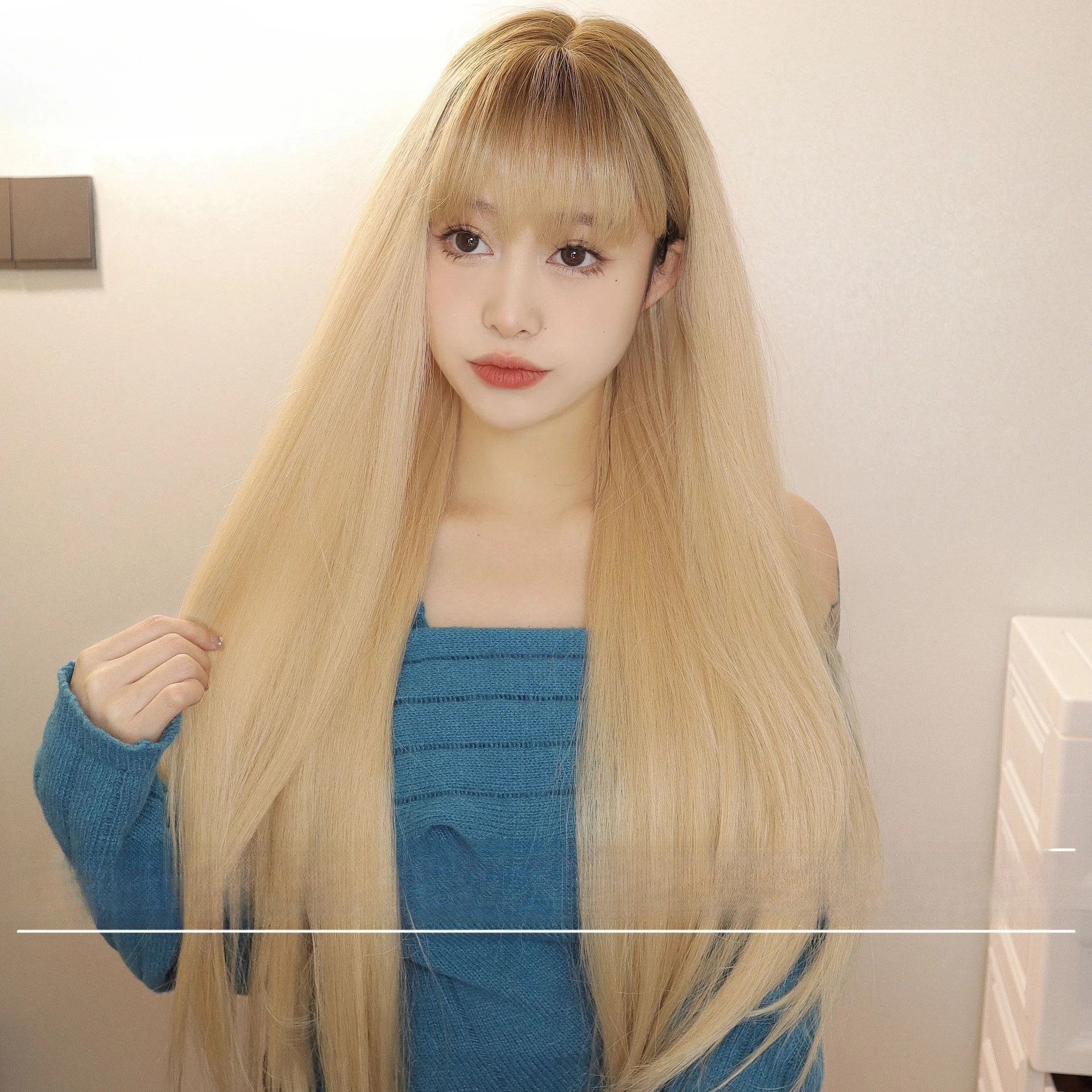 

Japanese and Korean new wig women, Qi bangs long straight hair full head cover natural fluffy age-reducing Lolita wig