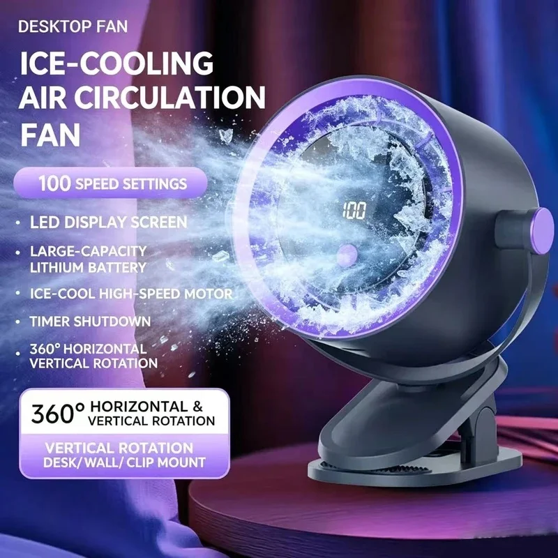 2026 New 100-Speed High-Power Turbo Fan,, Quiet For Home Use, Ideal For Dorms & Camping Portable Cooling Fan Strong Wind Fan