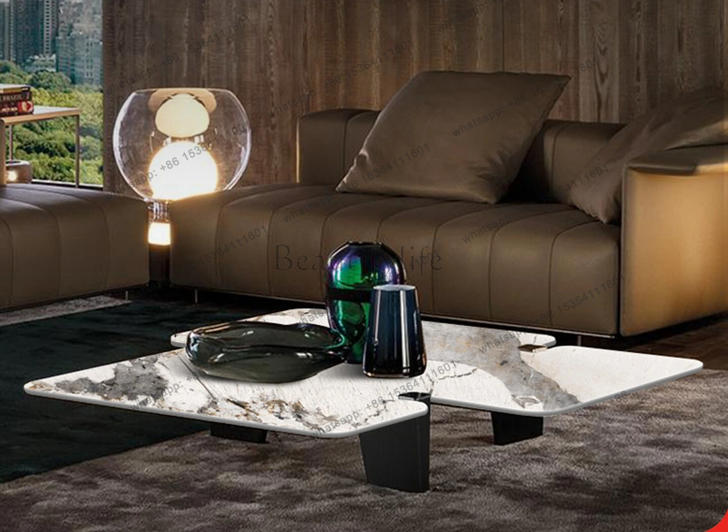 Italian Nordic coffee table simple modern creative light luxury round marble coffee table