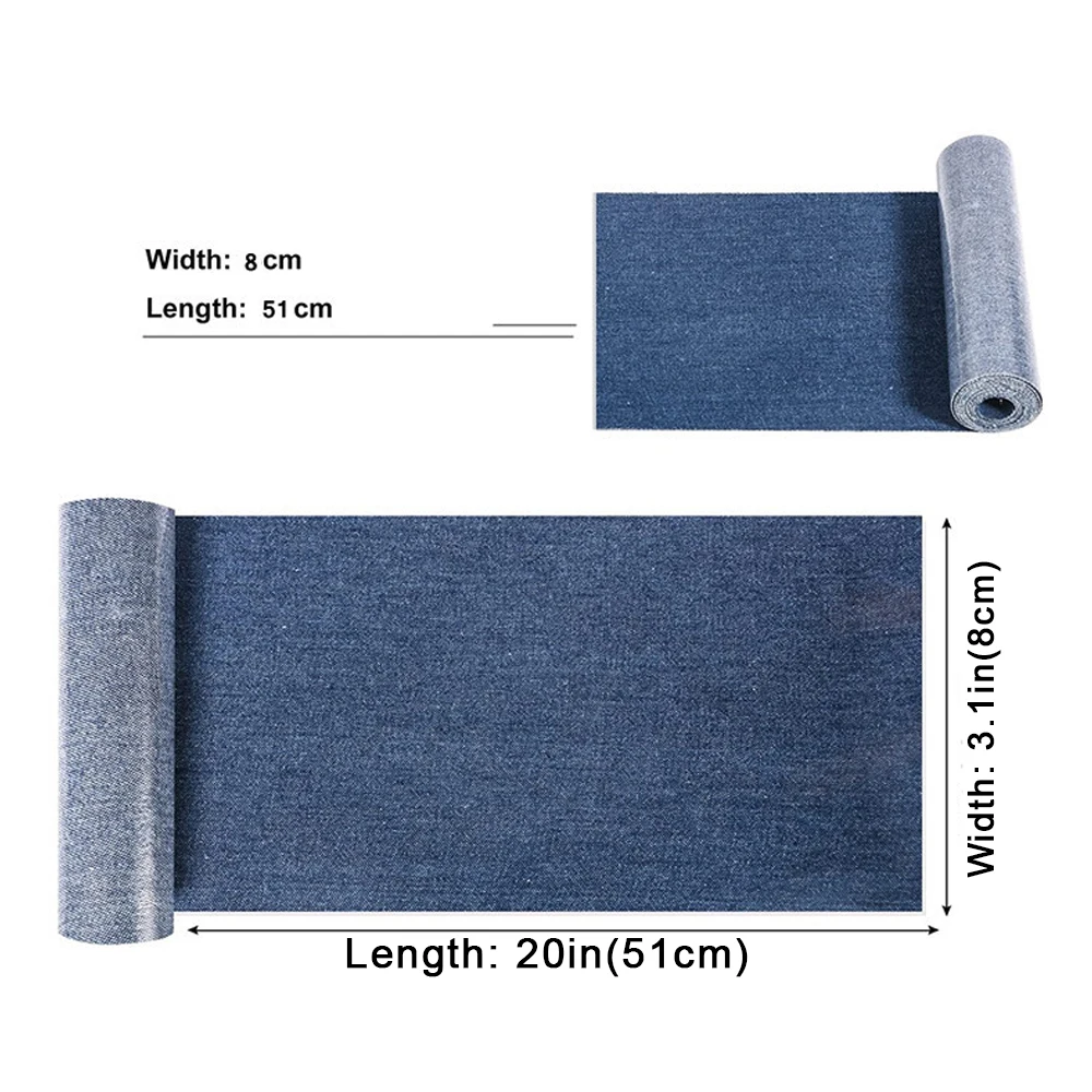Eco-Friendly Denim Repair Patches 3.1x20 Inch 5 Colors Sew On Mend for Hats Jeans & Tote Bags Heavy-Duty Non-Woven Fabric