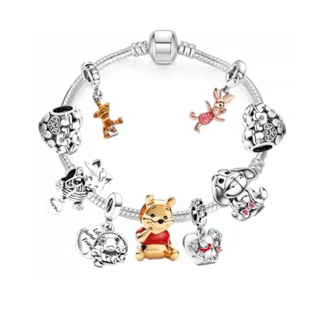 MINISO Disney Princess ميكي، ميني، قلادة دامبو، سوار مطرز بالغرز، إكسسوارات مجوهرات الرسوم المتحركة، مجموعة ساعات