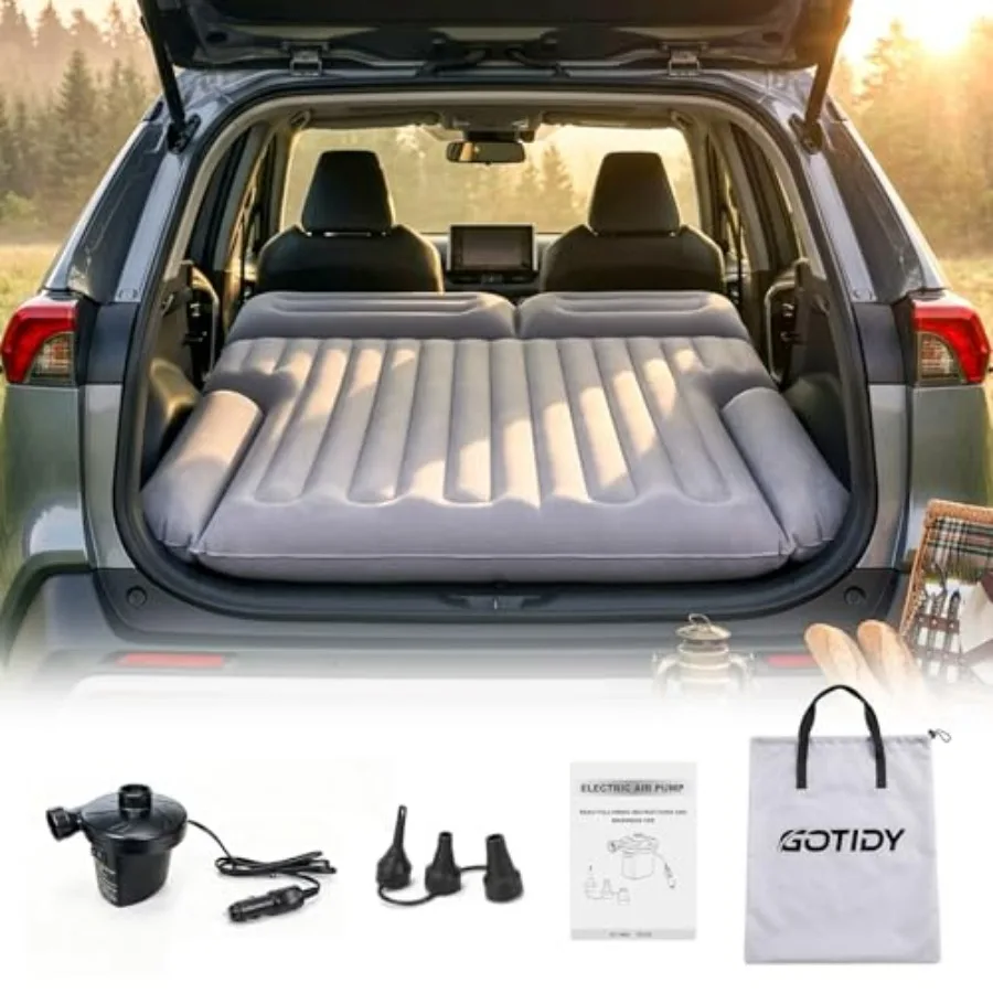 

SUV Air Mattress for Car Camping Road Trips: Durable No-Leak Comfort Fabric, Black, Fits Outback RAV4 4Runner Model Y