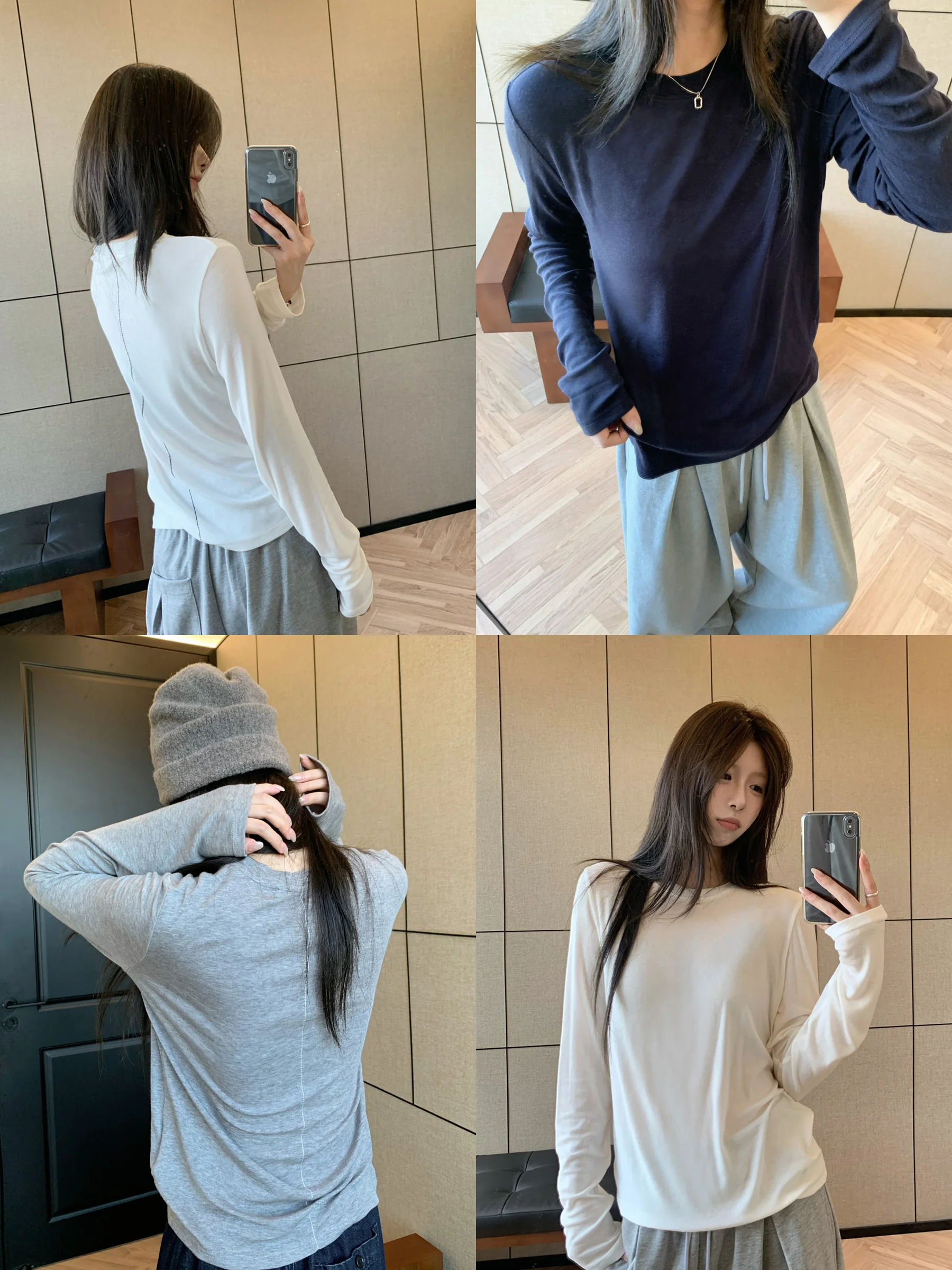 

HVIVI Women's Ruffle Hem Long Sve round Ne T-irt Lyrca Wool Blend Base irt Slimming Versatile Autumn Winter Top