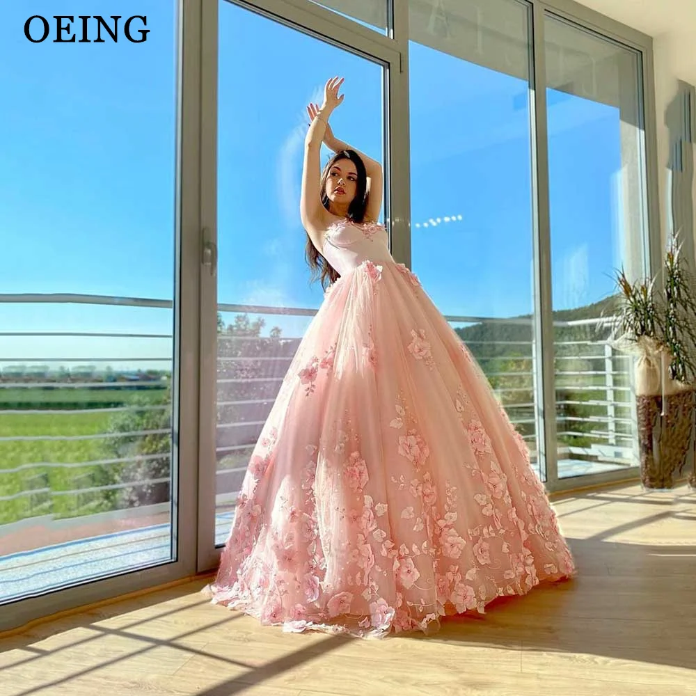 

OEING Light Pink A-Line Prom Dresses Fairy 3D Flower Tulle Evening Dress Sweetheart Special Occasion Gown Vestidos De Gala 2024