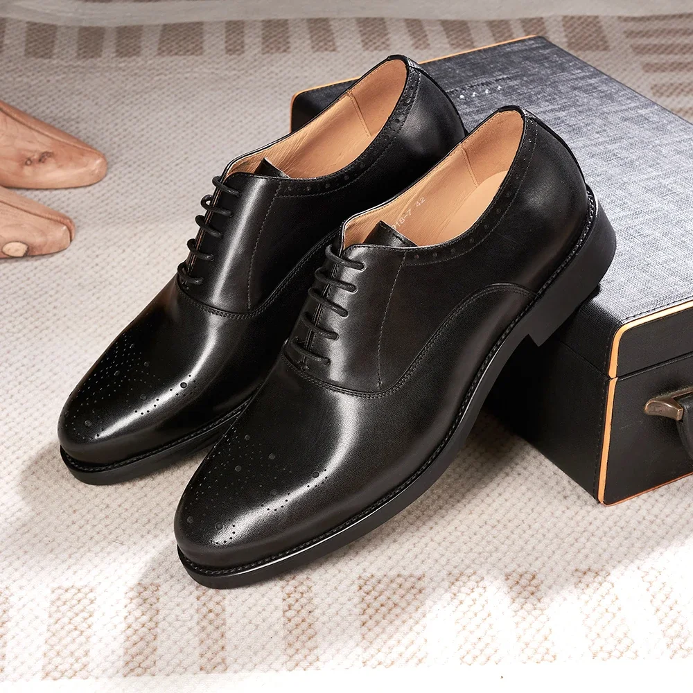 

Classic Italian style men's formal shoes genuine leather pointed toe lace-up business wedding men's office formal shoes