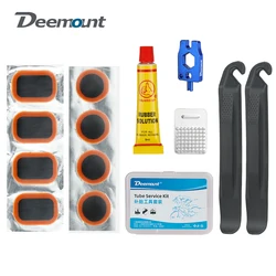 Deemount Tire Emergency Repair Kit Cold Repair Glue Adhesive Pads Tire Lever Crowbars Schrader Presta Nozzle Inserts Tool Key